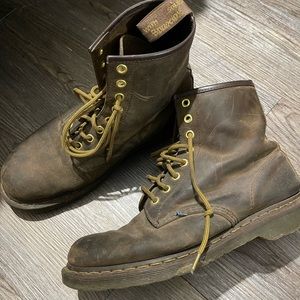 Dr. Marten Brown Leather Lace Up Round Toe Work Boots Size 9